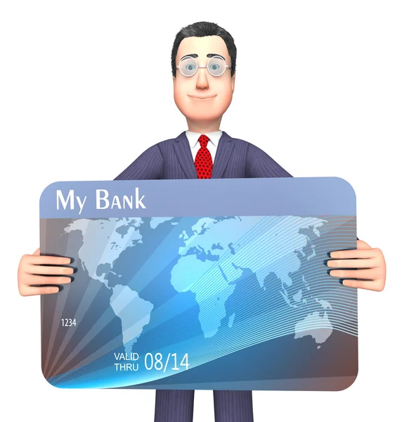 Credit Card Represents Business Person And Bankrupt 3d Rendering — Stock Photo, Image