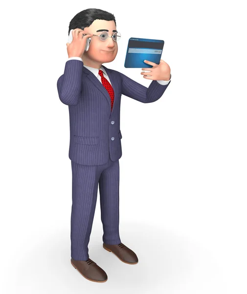 Kreditkort verksamhet innebär Person och Banking 3d-Rendering — Stockfoto