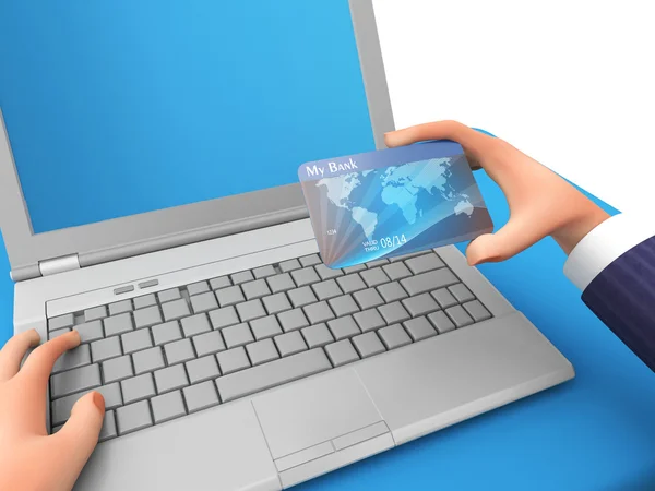 Carta di credito Rappresenta World Wide Web e Business 3d Rendering — Foto Stock