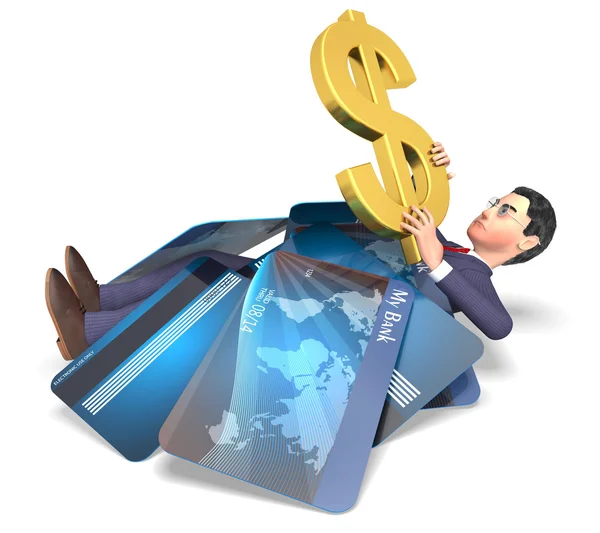 Credit Card Represents United States And Bankrupt 3d Rendering — Stock Photo, Image