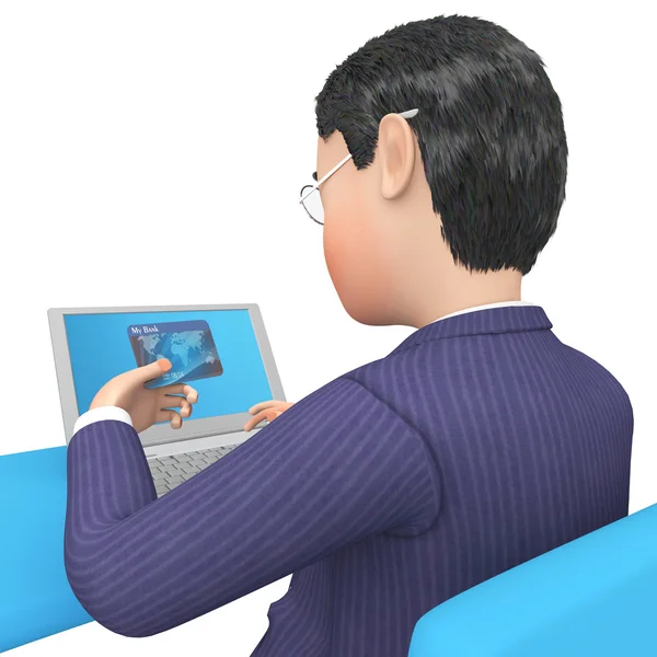 Cartão de crédito indica World Wide Web e comprou 3D Rendering — Fotografia de Stock