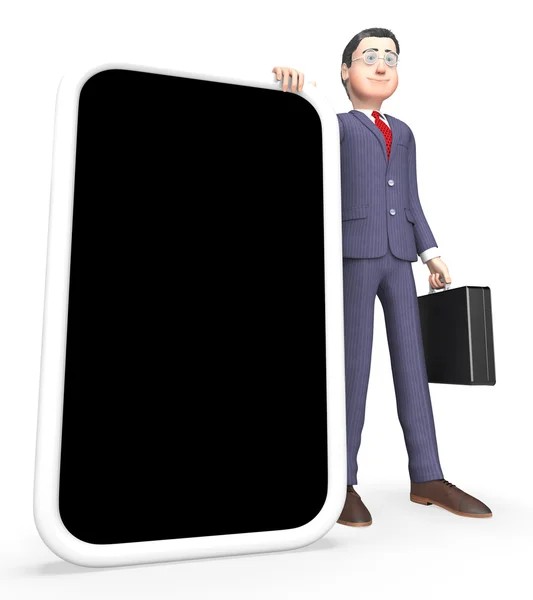 Smartphone Businessman muestra World Wide Web y móvil 3d renderizado —  Fotos de Stock