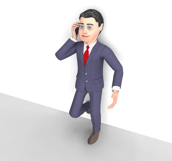Zakenman middelen oproep nu praten en communiceren 3D-Renderin — Stockfoto