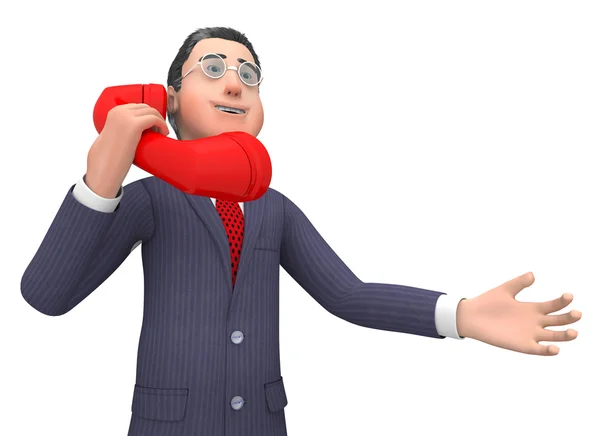 Καλέστε χαρακτήρας αντιπροσωπεύει επιχειρηματικές κλήσεις και μιλάμε 3d R — Φωτογραφία Αρχείου
