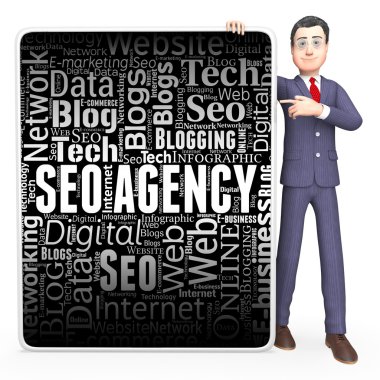 SEO ajansı gösterir arama motoru ve tahta 3d render 