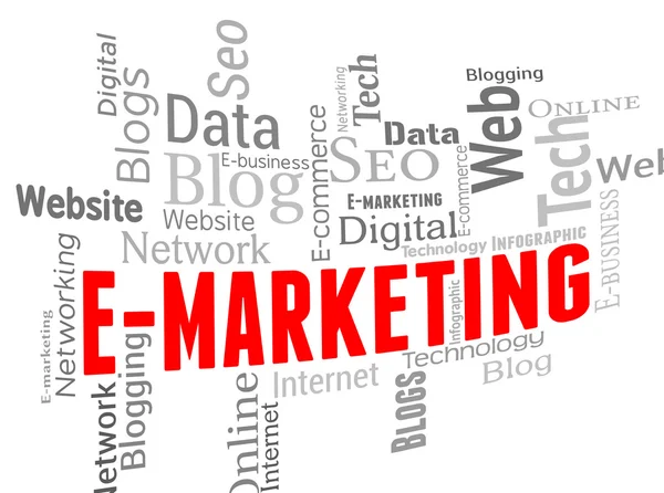 EMarketing Wordcloud medel hemsida Internet och hemsidor — Stockfoto