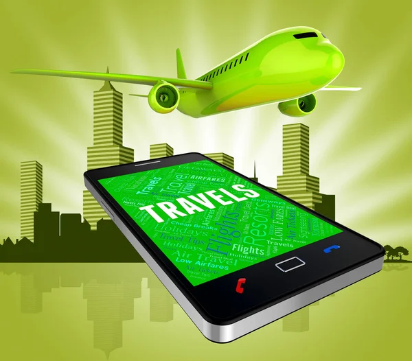 Travels Online Rappresenta Sito Web e Aeromobili 3d Rendering — Foto Stock