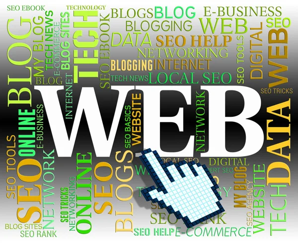 Web woord betekent Websites zoeken en Online — Stockfoto