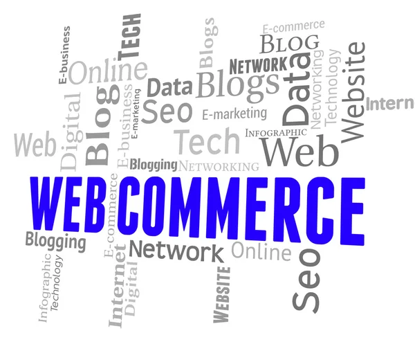 Web kereskedelmi eszközök Wordclouds e-kereskedelmi és értékesítési — Stock Fotó