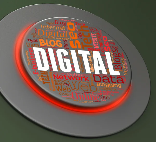 Digitaler Knopf zeigt High-Tech und Computer 3D-Rendering an — Stockfoto