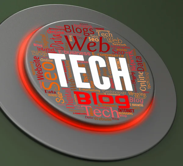 Tech Button Indicates High-Tech Pushbutton And Technology 3d Rendering — Stock Photo, Image