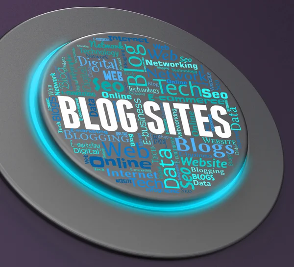 Sitios de Blog Representa Botón pulsador y Blogger 3D Rendering — Foto de Stock