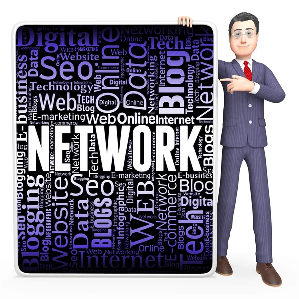 Network Sign Indicates Global Communications And Communicate 3d Rendering — Stock Photo, Image