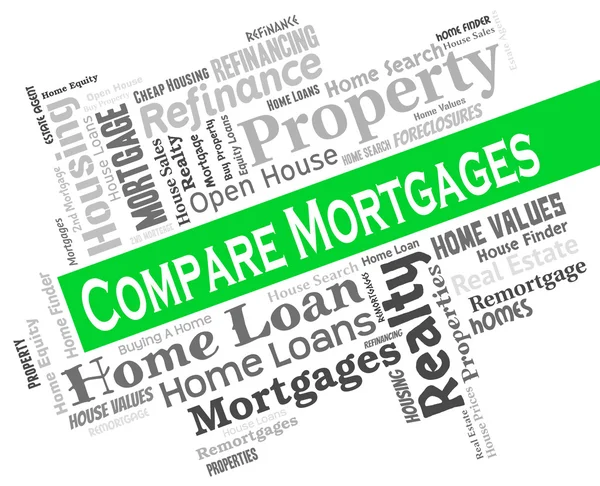 Porównanie kredytów hipotecznych domu pokazuje kredytów i pożyczek — Zdjęcie stockowe