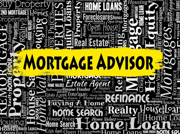Un conseiller en hypothèques indique des biens immobiliers et des conseils — Photo