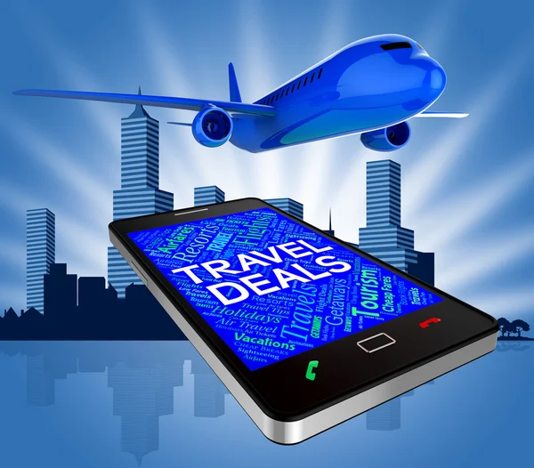 Travel Deals Indicates Trips Getaway And Airplane 3d Rendering — Stock Photo, Image