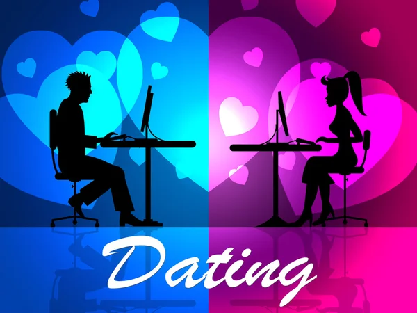 Online-Dating zeigt Website und Termine — Stockfoto