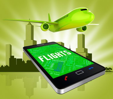 Uçuşlar Online Web sitesi ve uçak temsil eder 3d render 