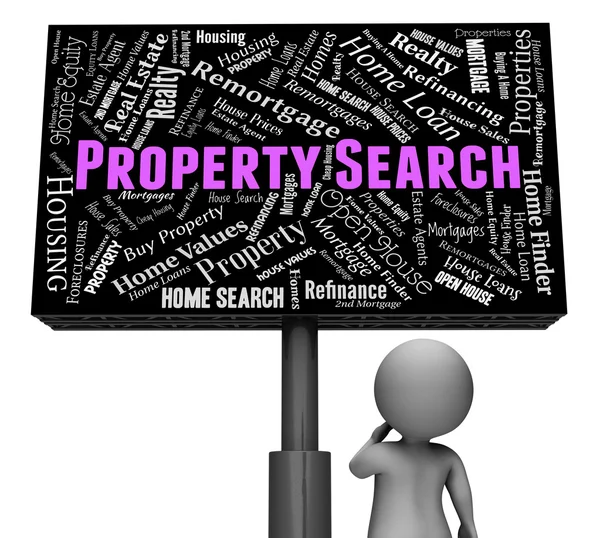 Recherche de biens représente l'immobilier et les appartements 3d Rendu — Photo