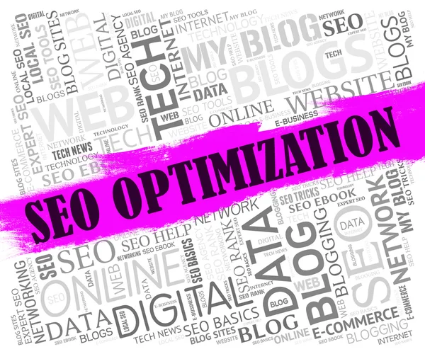 La optimización de Seo muestra motores de búsqueda y optimización —  Fotos de Stock