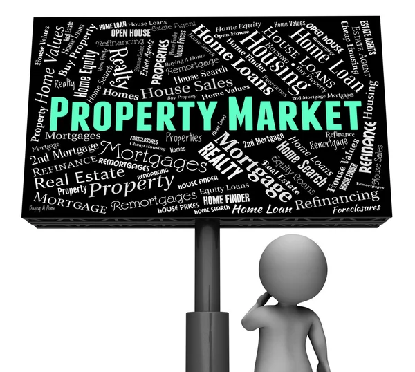 Mercato immobiliare indica in vendita e appartamenti 3d Rendering — Foto Stock