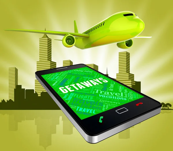 Getaways Online Indica Sito Web e Aeroplano 3d Rendering — Foto Stock
