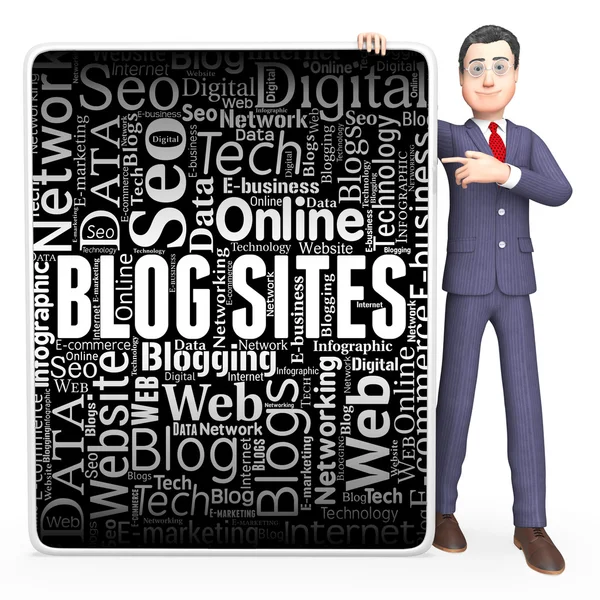 Blog siteleri gösterir yönetim kurulu Online ve Web sitesi 3d render — Stok fotoğraf