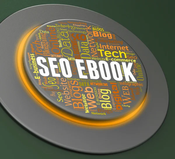 Seo Ebook Means Search Engine and Button 3d Rendering — стоковое фото