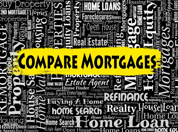 Comparez les prêts hypothécaires montre prêt à domicile et emprunter — Photo