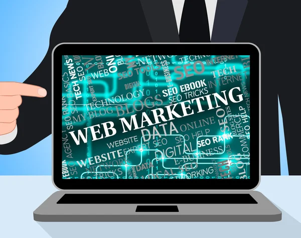 Web Marketing representerar e-postlistor och datoranvändning — Stockfoto