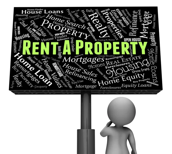 Rent Property Represents Sign Offices And Housing 3d Rendering — Stock Photo, Image
