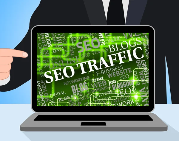 Seo Traffic представляет Интернет ПК и посетителей — стоковое фото