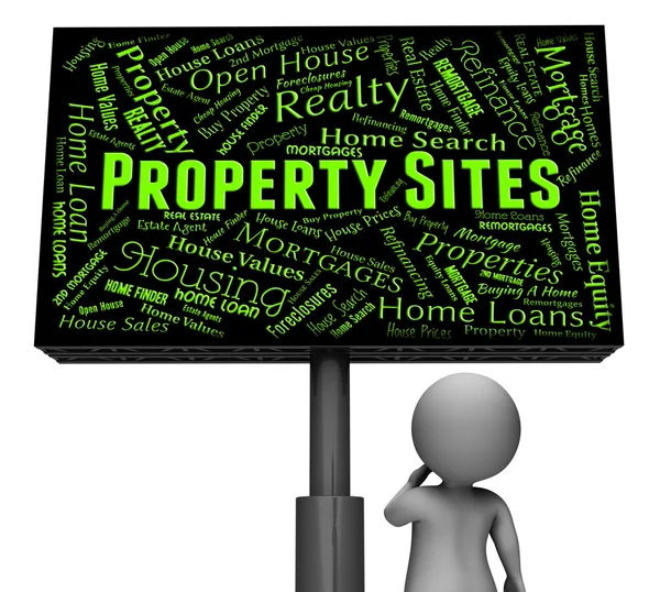 Property Sites Indicates Signboard Internet And Residence 3d Rendering — Stock Photo, Image