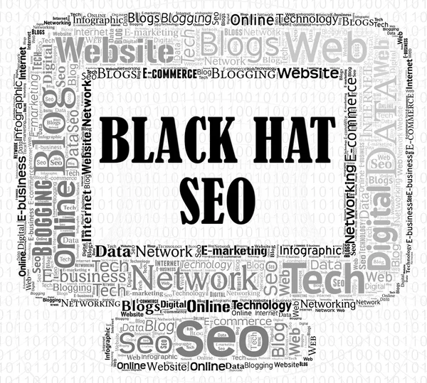 Sombrero negro Seo significa Sem Web y la búsqueda — Foto de Stock