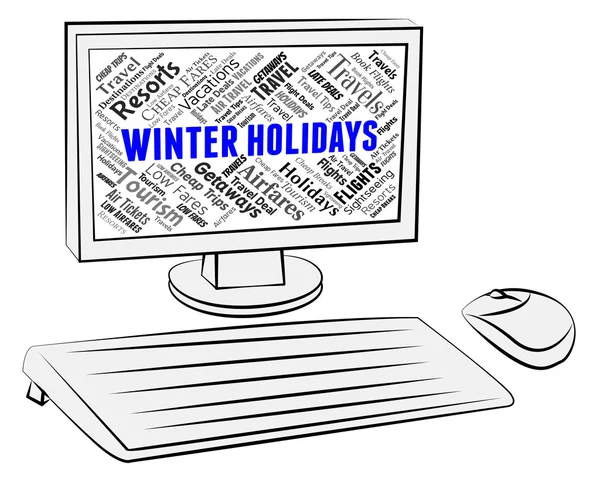 Зимние праздники указывают на Getaway Pc и компьютер — стоковое фото