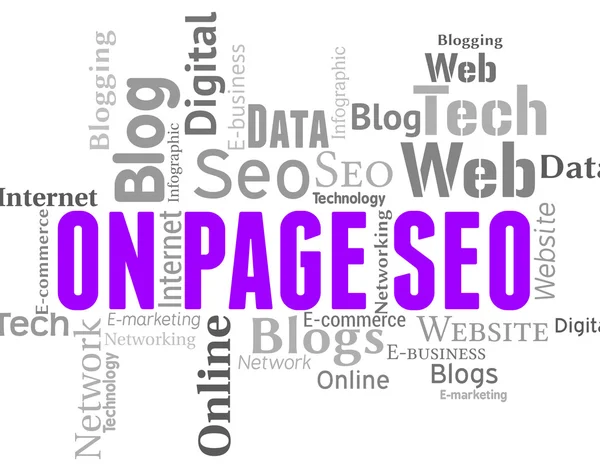 En la página Seo significa motor de búsqueda y diálogo — Foto de Stock