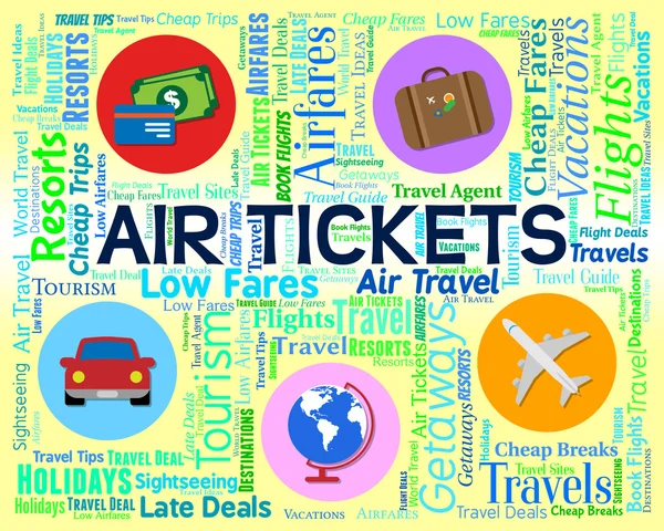 Air Tickets Means Bought Fly And Commerce — Stock Photo, Image