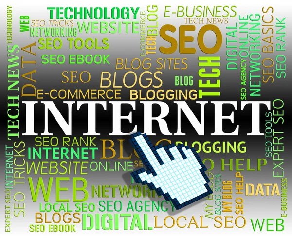 Internet Word Representa Alta Tec Y Sitio Web —  Fotos de Stock