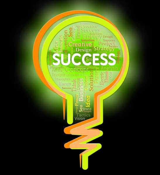 Успіх Lightbulb представляє Віктора Переможця і Перемогти — стокове фото