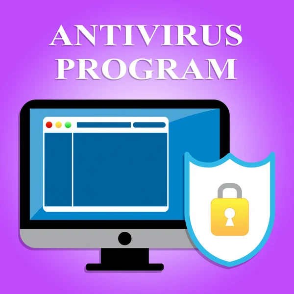 Programa antivírus indica software malicioso e defesa — Fotografia de Stock