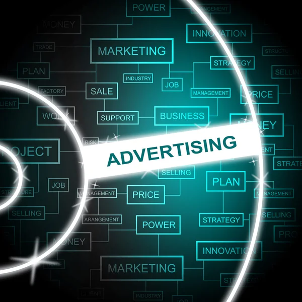 Advertising Word Represents Advertisement Advertisements And Promoting — Stock Photo, Image