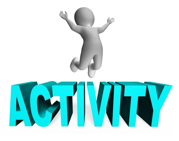 Activity Character Indicates Jumping 3d Rendering And Lively — Stock Photo, Image