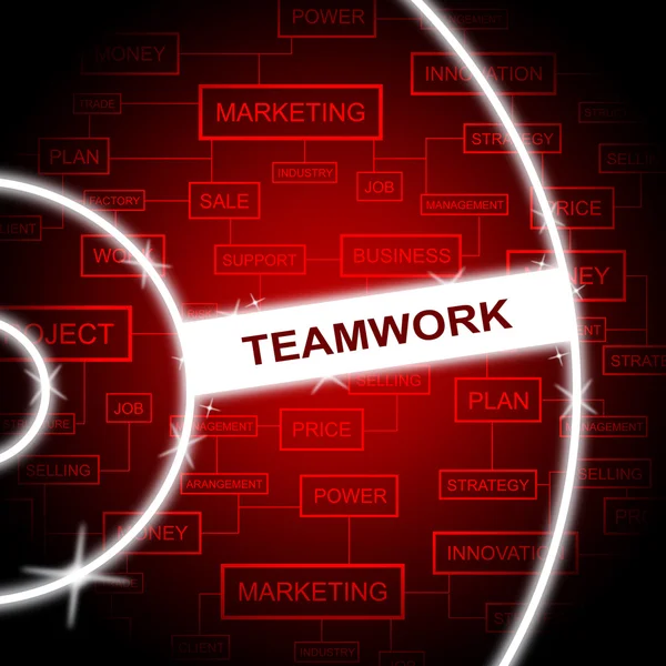 Teamwork woord betekent samenwerking netwerken en samen — Stockfoto