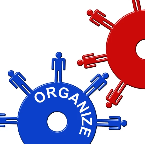 Organize Cogs Indicates Gear Wheel And Arrange — Stock Photo, Image