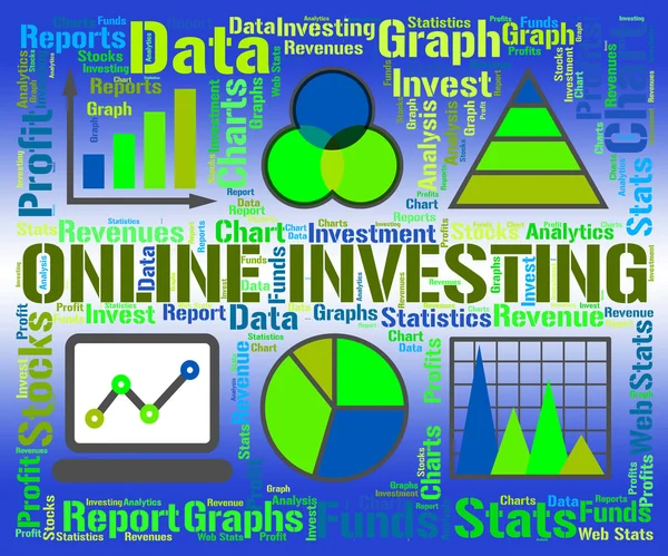 Investire online mostra sito web e diagramma — Foto Stock