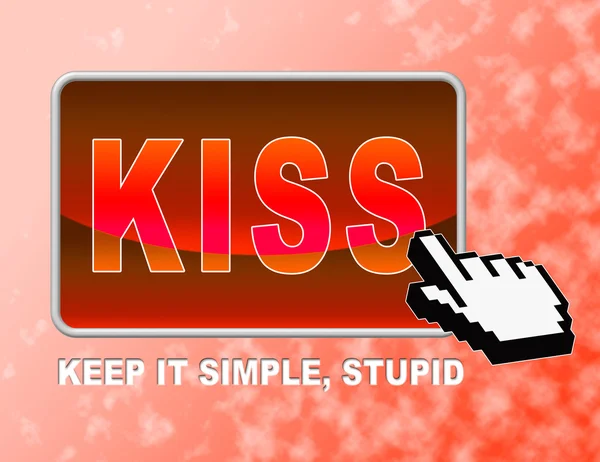 Kiss Button Means Keep It Simple And Control — Stock Photo, Image