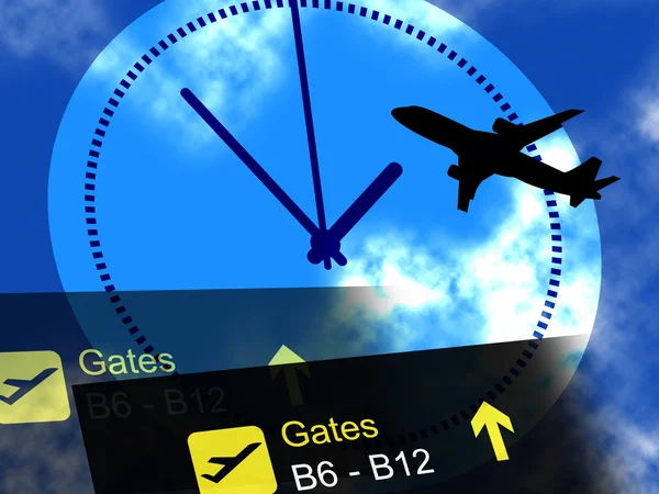 Flight avgångar anger flygbolag flygplan och scheman — Stockfoto