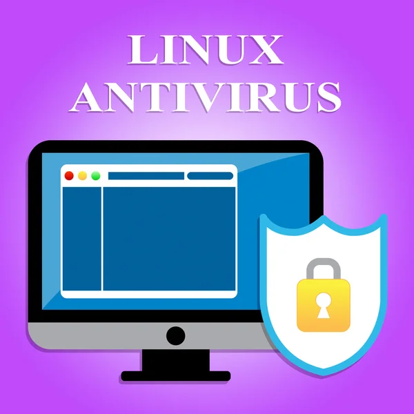 Linux Antivirus Representa Sistema Operacional e Infecção — Fotografia de Stock