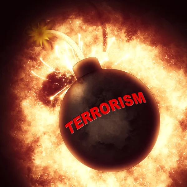 Bomba terorismus představuje bojovníci za svobodu a výbuch — Stock fotografie