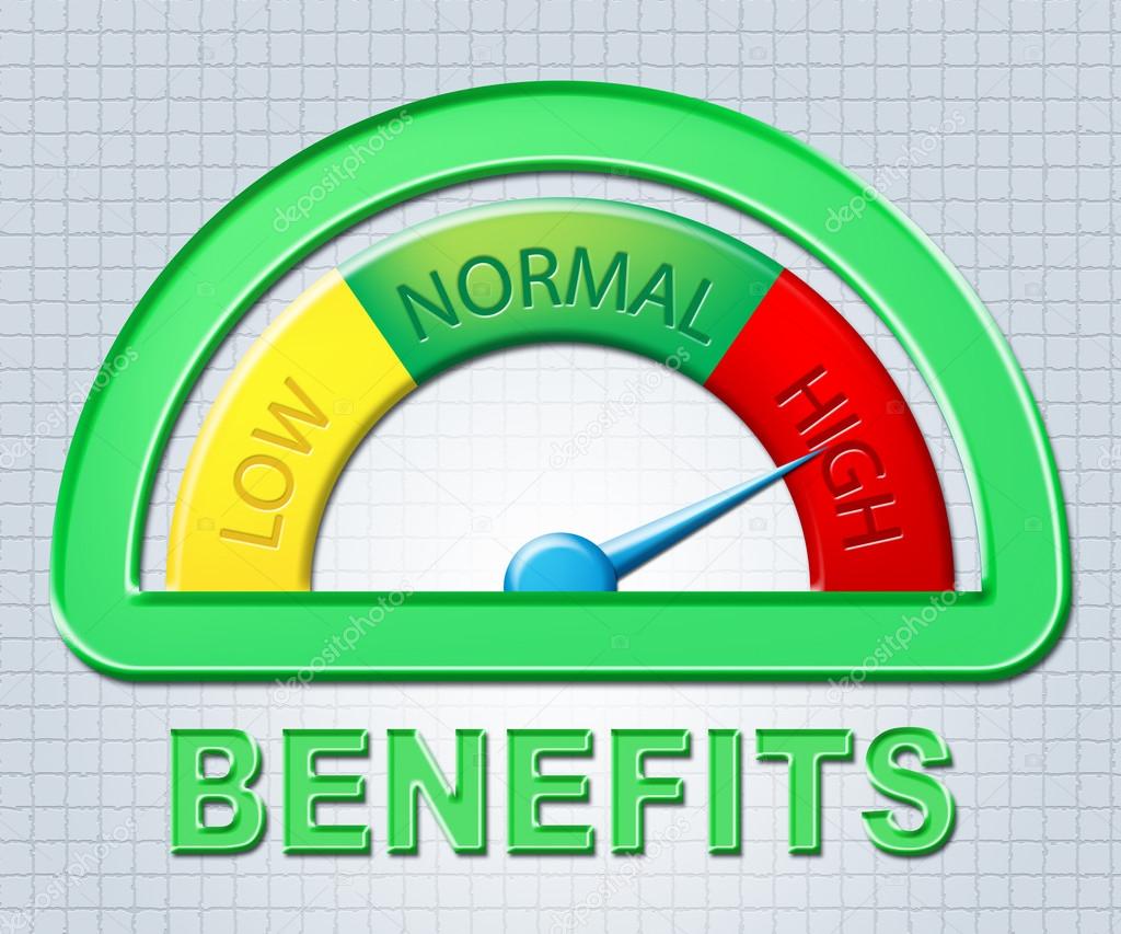 High Benefits Represents Bonus Scale And Gauge — Stock Photo